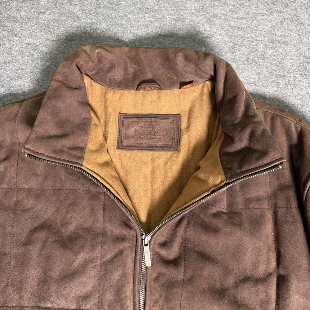 Tasso Elba Men's Brown Faux Suede Quilted Jacket - Size XL
